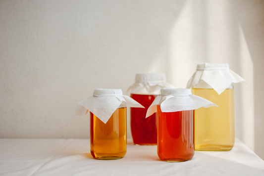 Home made kombucha in jars