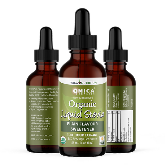 Omica Organic Liquid Stevia Sweetener Drops - Plain - Zero Calories by Yoga Nutrition