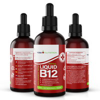 A bottles of vitamin b12 liquid supplement, designed to enhance energy levels and support overall wellness.