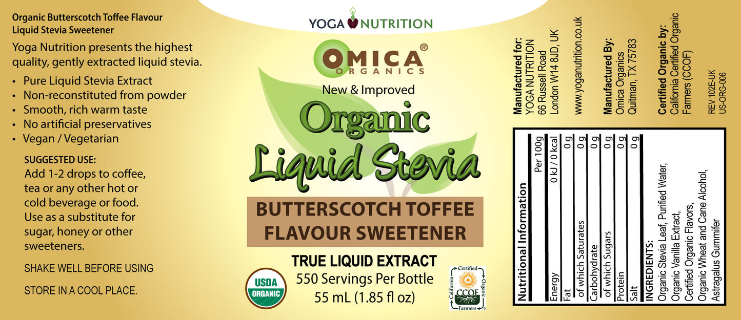 Omica Organic Liquid Stevia Sweetener Drops - Butterscotch Toffee