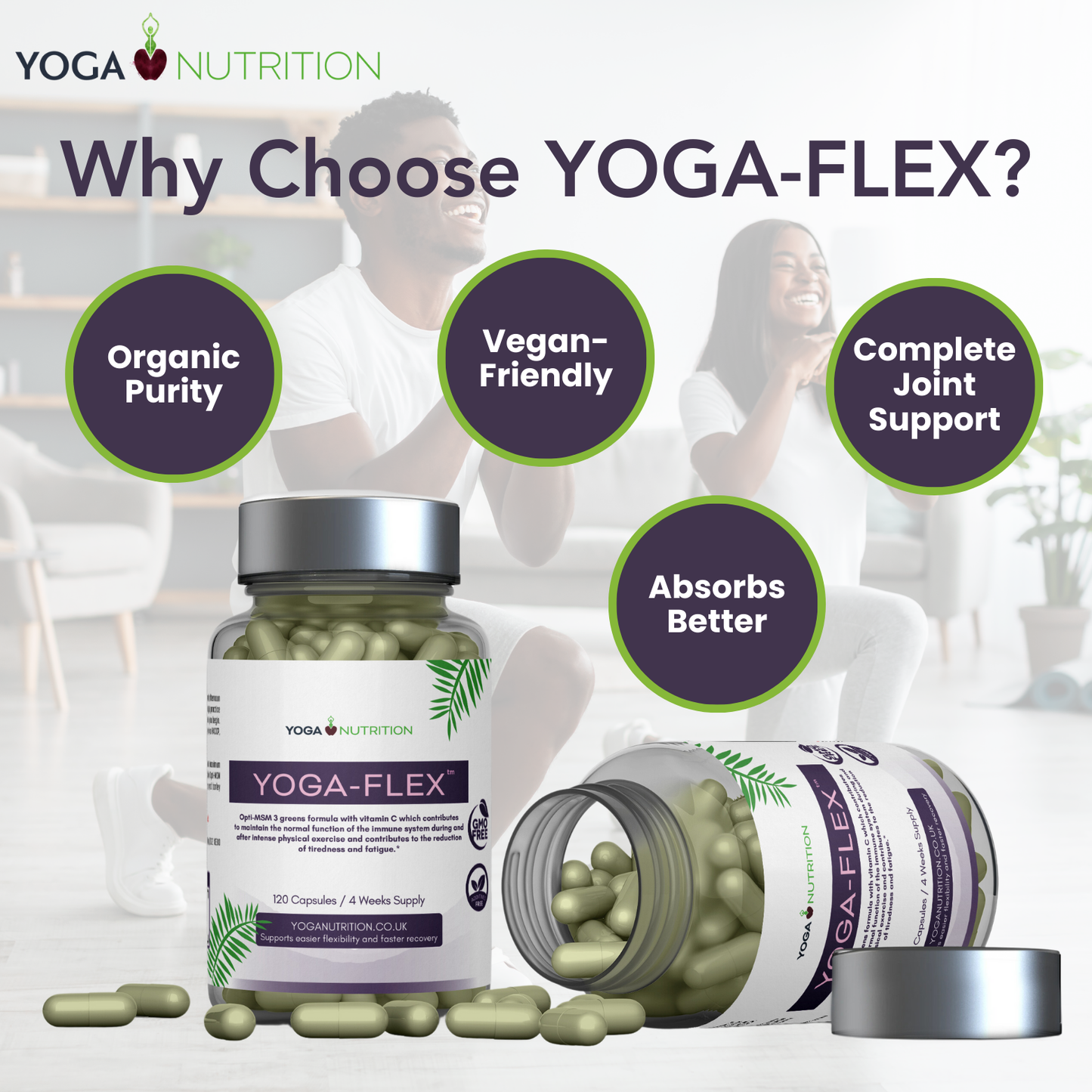 Yoga-Flex by Yoga Nutrition, msm dietary supplement for joint support and flexibility benefits.