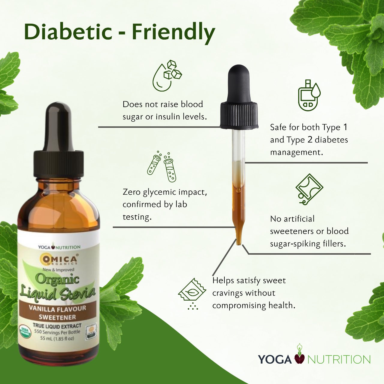 Omica Organic Liquid Stevia Sweetener Drops - Vanilla - Zero Calorie